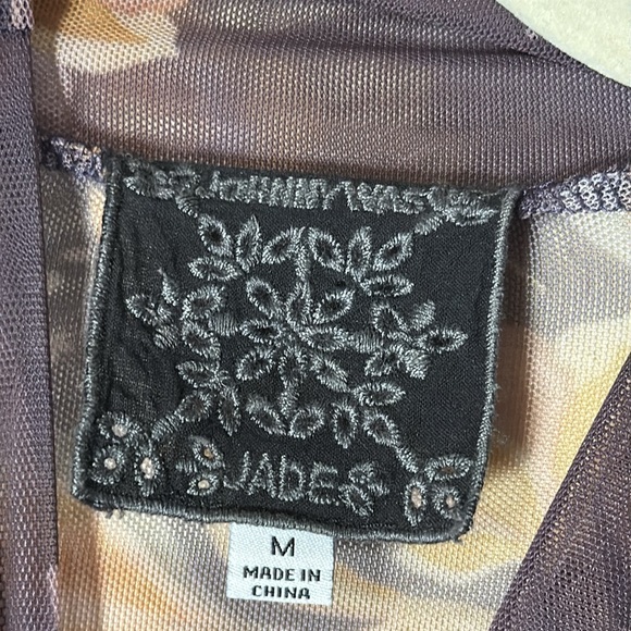 Johnny Was Harmonia Floral-Print Mesh Mock-Neck Top size medium - Picture 4 of 7